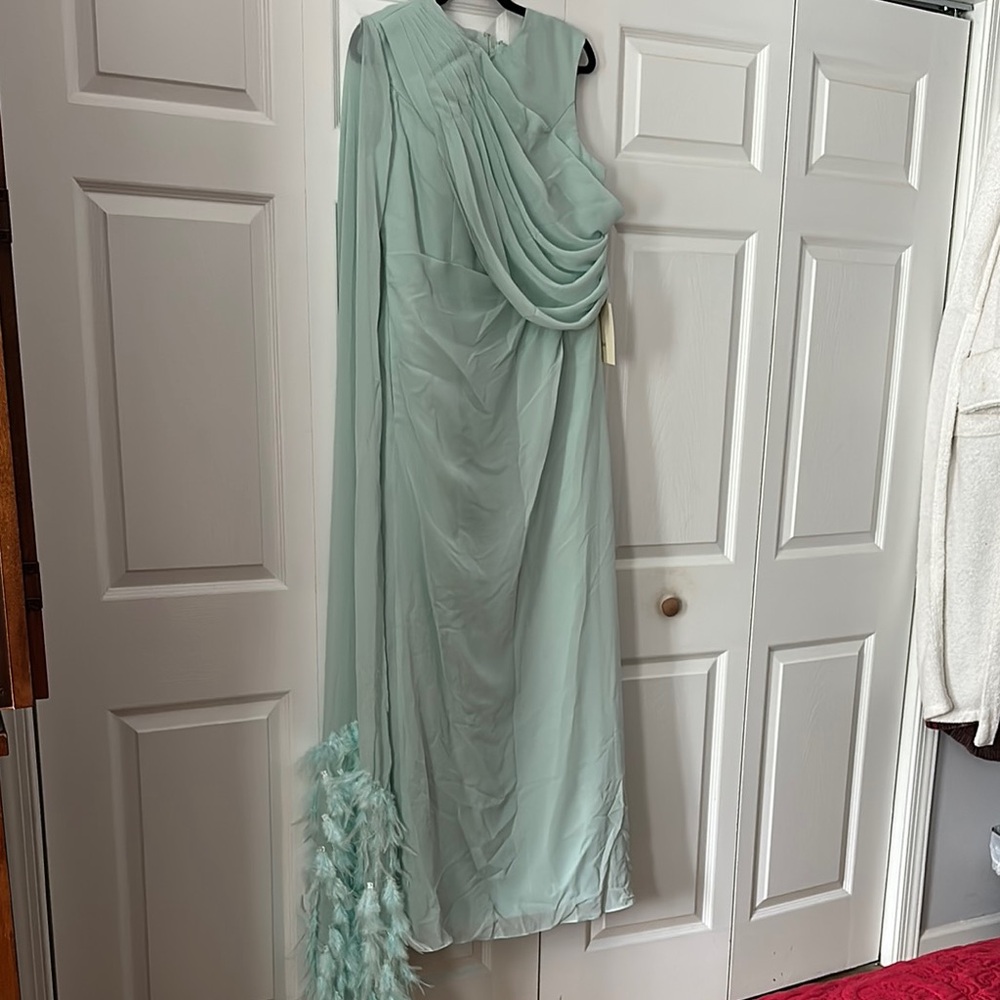 Elegant Mint Green Draped Gown
